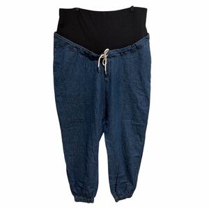 GAP Women’s Denim Maternity Joggers with Draw String Full Panel XL Cotton